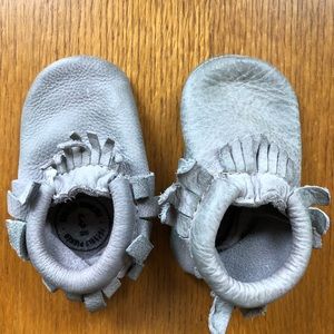 Light grey freshly picked moccasins